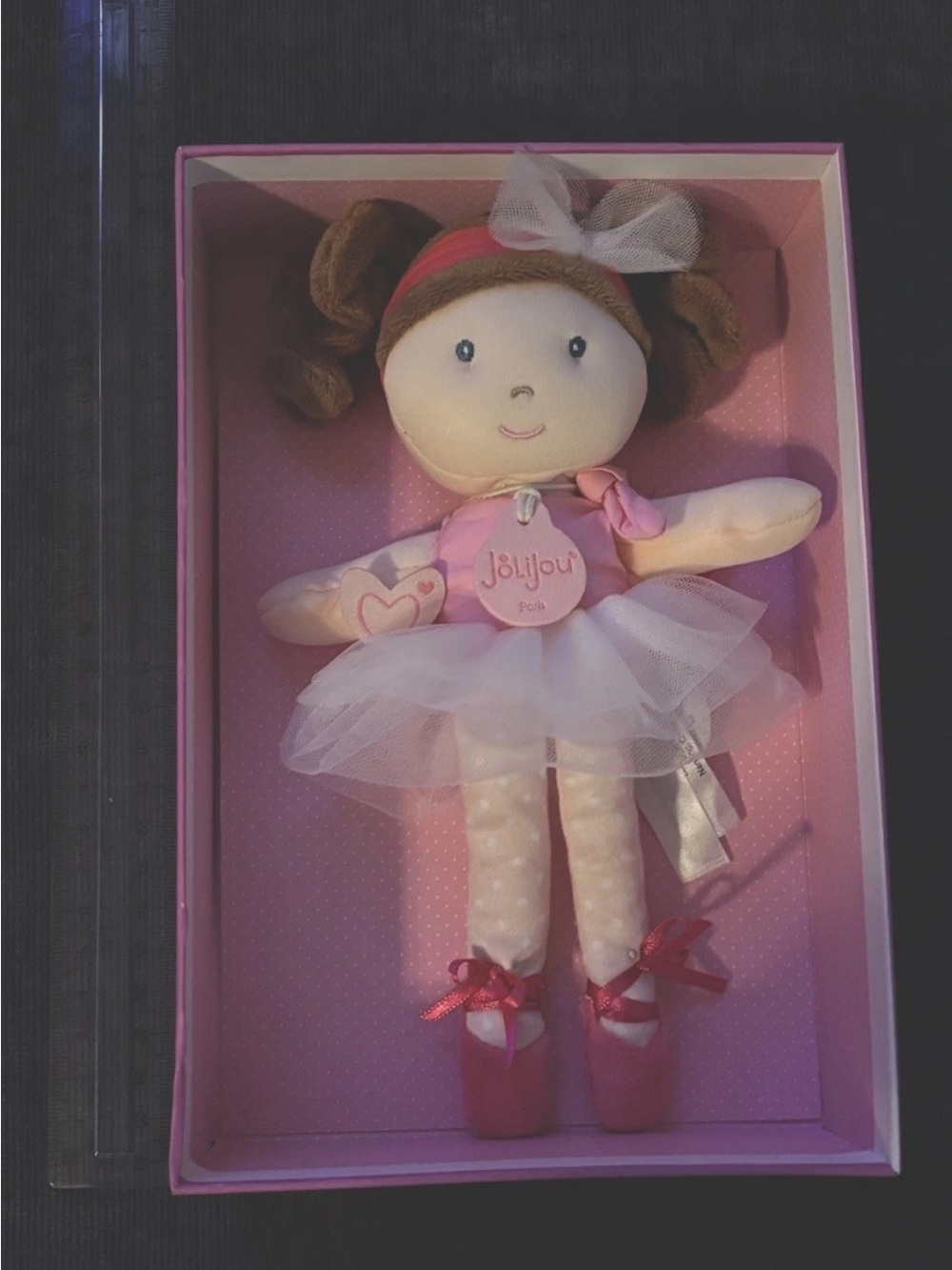 Echo Design Pink Ballerina Plush Doll with White Tulle